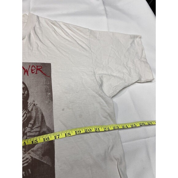 90s Hanes Single Stitch "Indian Power" Advocacy White Graphic T Shirt Sz XL - Picture 5 of 9